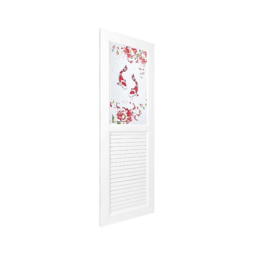 ประตูห้องน้ำ UPVC ไม่เจาะลูกบิด ASARA G924 ปลาคาร์ฟ 70x200 ซม. สีขาว