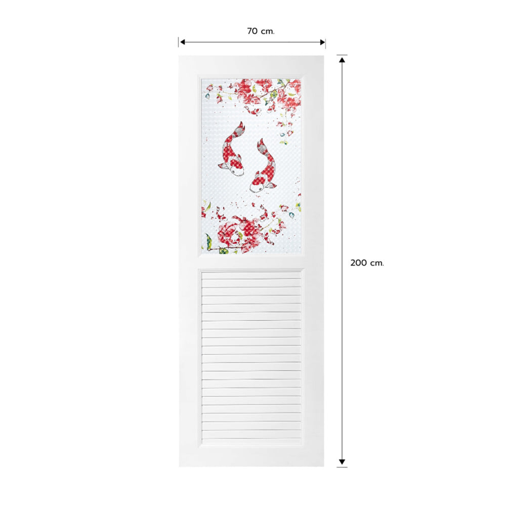 ประตูห้องน้ำ UPVC ไม่เจาะลูกบิด ASARA G924 ปลาคาร์ฟ 70x200 ซม. สีขาว