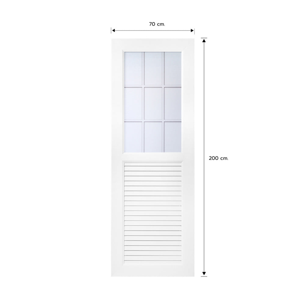 ประตูห้องน้ำ UPVC ไม่เจาะลูกบิด ASARA G932 9 ช่อง 70x200 ซม. สีขาว