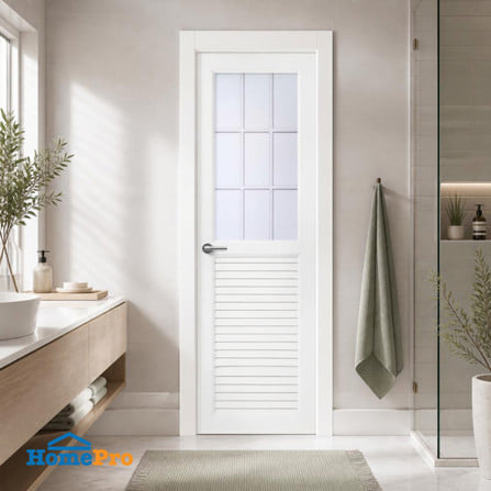 ประตูห้องน้ำ UPVC ไม่เจาะลูกบิด ASARA G932 9 ช่อง 70x200 ซม. สีขาว_2