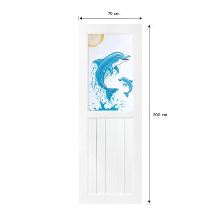 ประตูห้องน้ำ UPVC ไม่เจาะลูกบิด AZLE โลมา (บานทึบ) 70x200 ซม. สีขาว_4