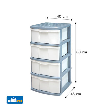 ตู้ลิ้นชัก 4 ชั้น ME LIVING SAMMY 40x45x88 ซม. สีขาว/เทา_2