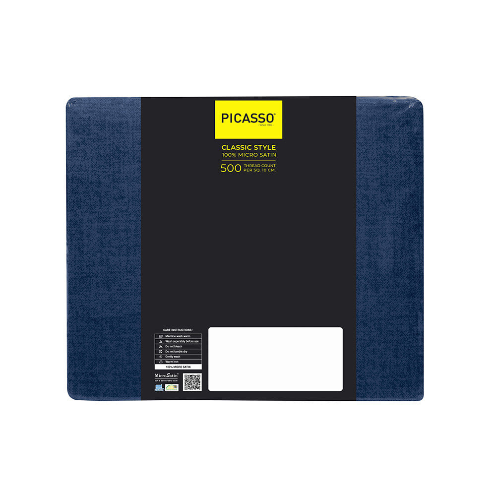 ชุดผ้าปูที่นอน 6 ฟุต (ชุด 5 ชิ้น) PICASSO CLASSIC สี NAVY BLUE