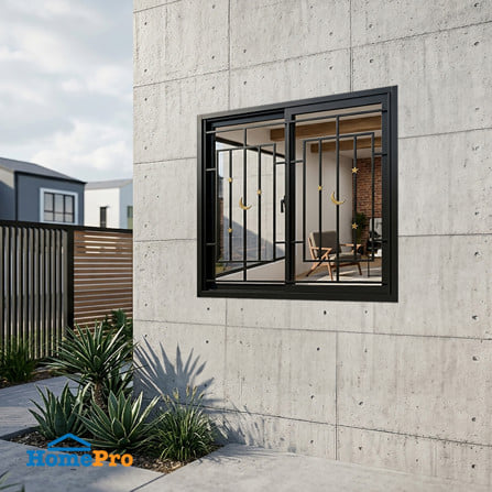 หน้าต่างบานเลื่อน อะลูมิเนียม S-S มุุ้ง เหล็กดัด WINDOW ASIA ลายดาวเดือน 120x110 ซม. สีดำ_4