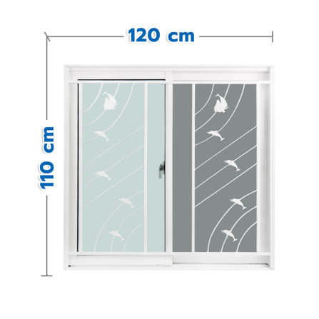 หน้าต่างบานเลื่อน อะลูมิเนียม S-S มุ้ง เหล็กดัด WINDOW ASIA ลายทะเล 120x110 ซม. สีขาว_0