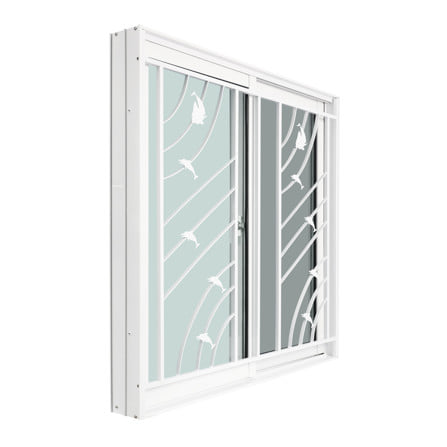 หน้าต่างบานเลื่อน อะลูมิเนียม S-S มุ้ง เหล็กดัด WINDOW ASIA ลายทะเล 120x110 ซม. สีขาว_1