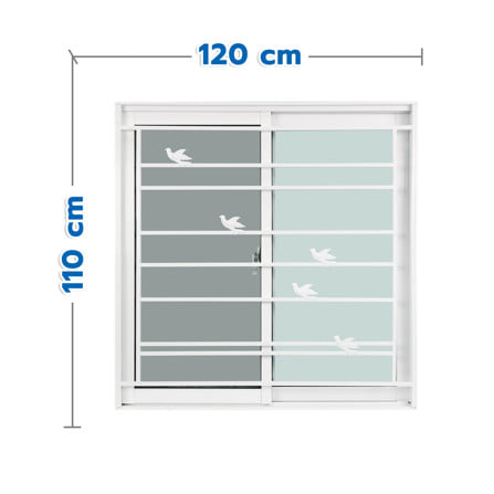 หน้าต่างบานเลื่อน อะลูมิเนียม S-S มุ้ง เหล็กดัด WINDOW ASIA ลายนก 120x110 ซม. สีขาว_0