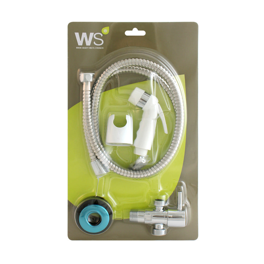 สายฉีดชำระครบชุด WS WRS-914-ST สีขาว