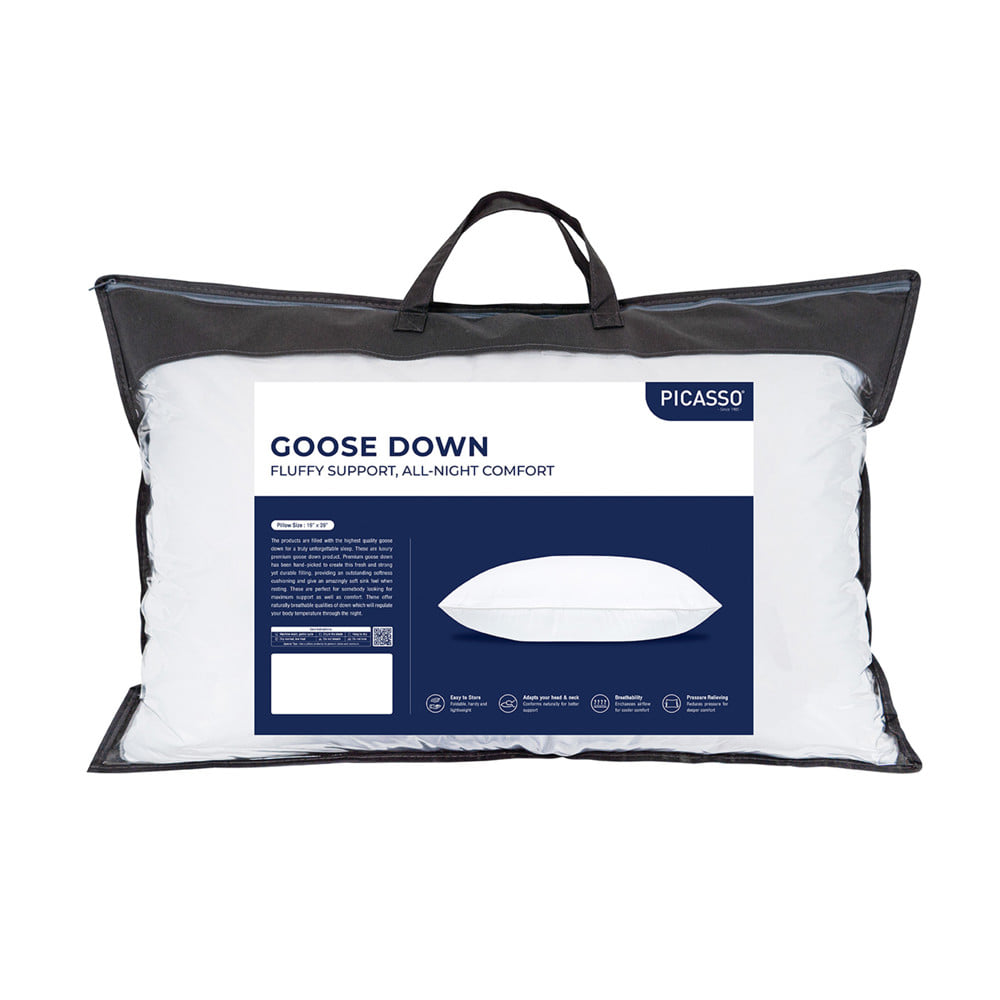 หมอนหนุน PICASSO GOOSE DOWN SILVER สีขาว