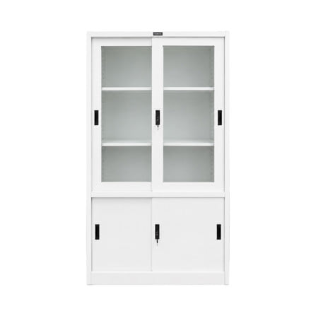ตู้เหล็กบานเลื่อนกระจก ICONIC-CKAS301-WHI 90 ซม. สีขาว_1