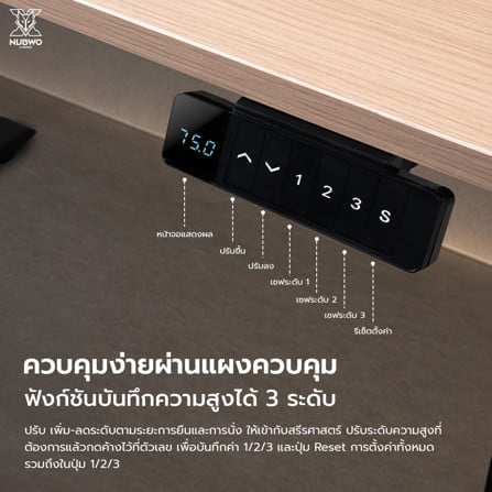 โต๊ะเกมมิ่งปรับระดับไฟฟ้า NUBWO NXGD997 120 ซม. สีดำ/ลายไม้_6