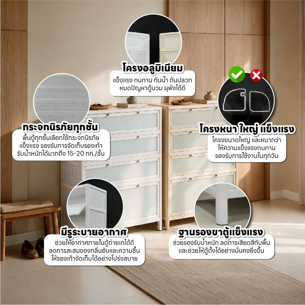 ตู้วางรองเท้า GOLDMORIC LUXURIOUS 82 ซม. สีขาว