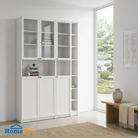 ตู้สูงบานผสม SB FURNITURE TRIXX 59064931 140 ซม. สีขาว_4