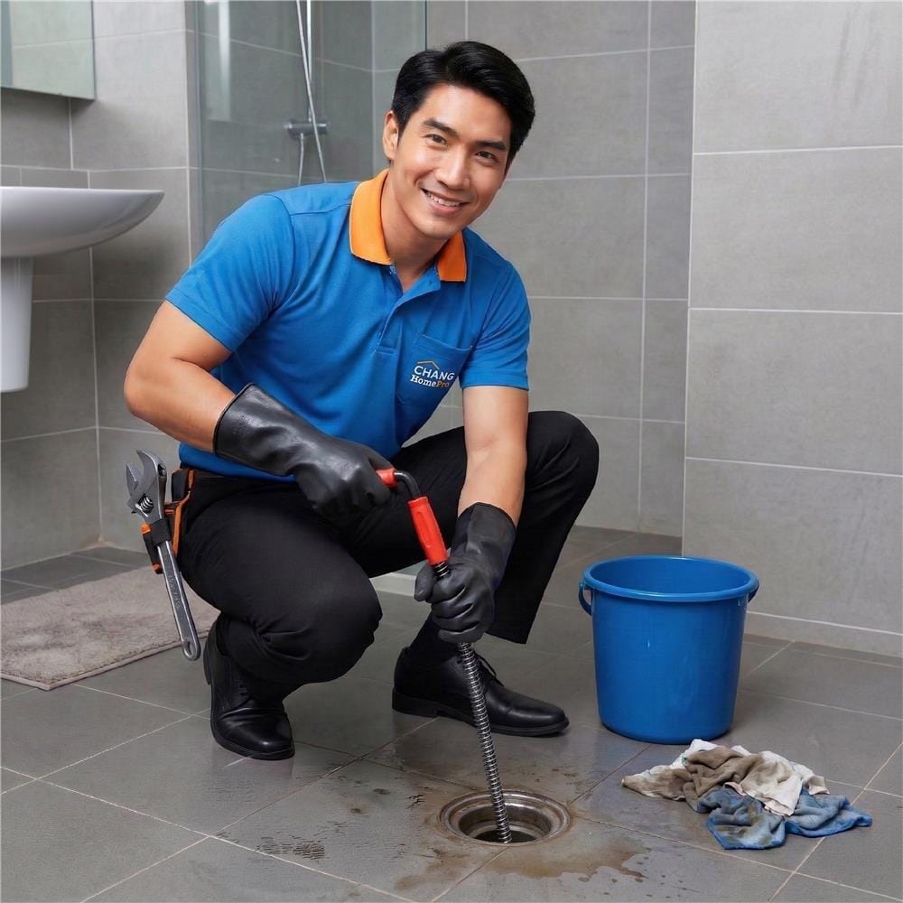 แก้ไขท่อน้ำทิ้งห้องน้ำอุดตัน