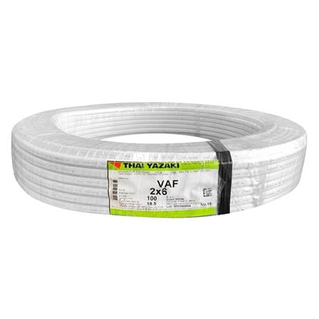 สายไฟ VAF YAZAKI 2x6 ตร.มม. 100 ม. สีขาว_0