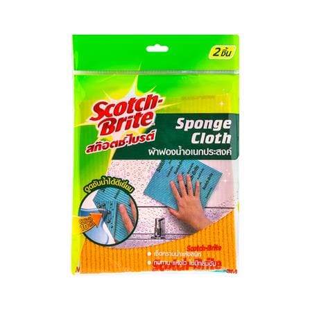 ผ้าฟองน้ำทำความสะอาดอเนกประสงค์ SCOTCH-BRITE 18x20cm สีเหลือง/ฟ้า_0