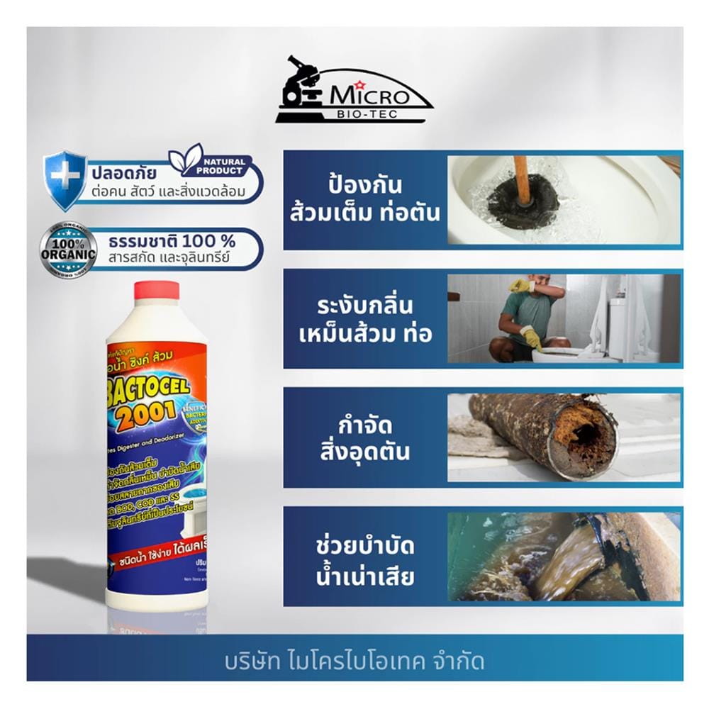 น้ำยาย่อยจุลินทรีย์ 2001 BACTOCEL 300 มล.