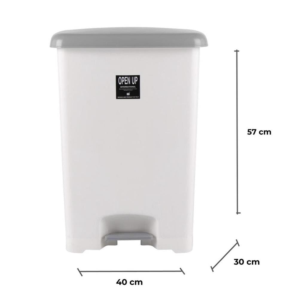 ถังขยะเหยียบเหลี่ยม CHIC ขนาด 42L สีขาว/เทา