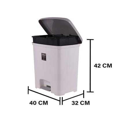 ถังขยะเหยียบเหลี่ยม CHIC ขนาด 30L สีขาว/เทา_4