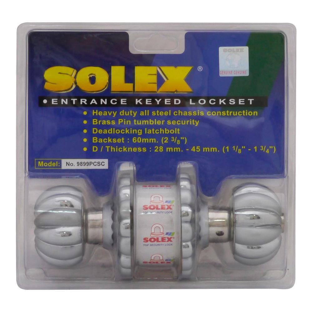 ลูกบิดประตู หัวฟักทอง SOLEX 9899 PC/SC สีสเตนเลส/สเตนเลสเงา