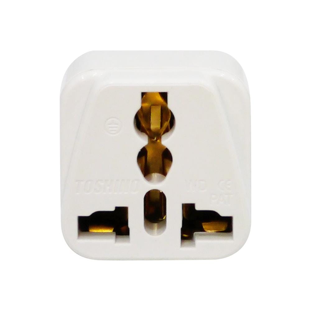 UNIVERSAL ADAPTER WITH 2 FLAT PINS AND 1 GROUND PIN TOSHINO PS-18B WHITE