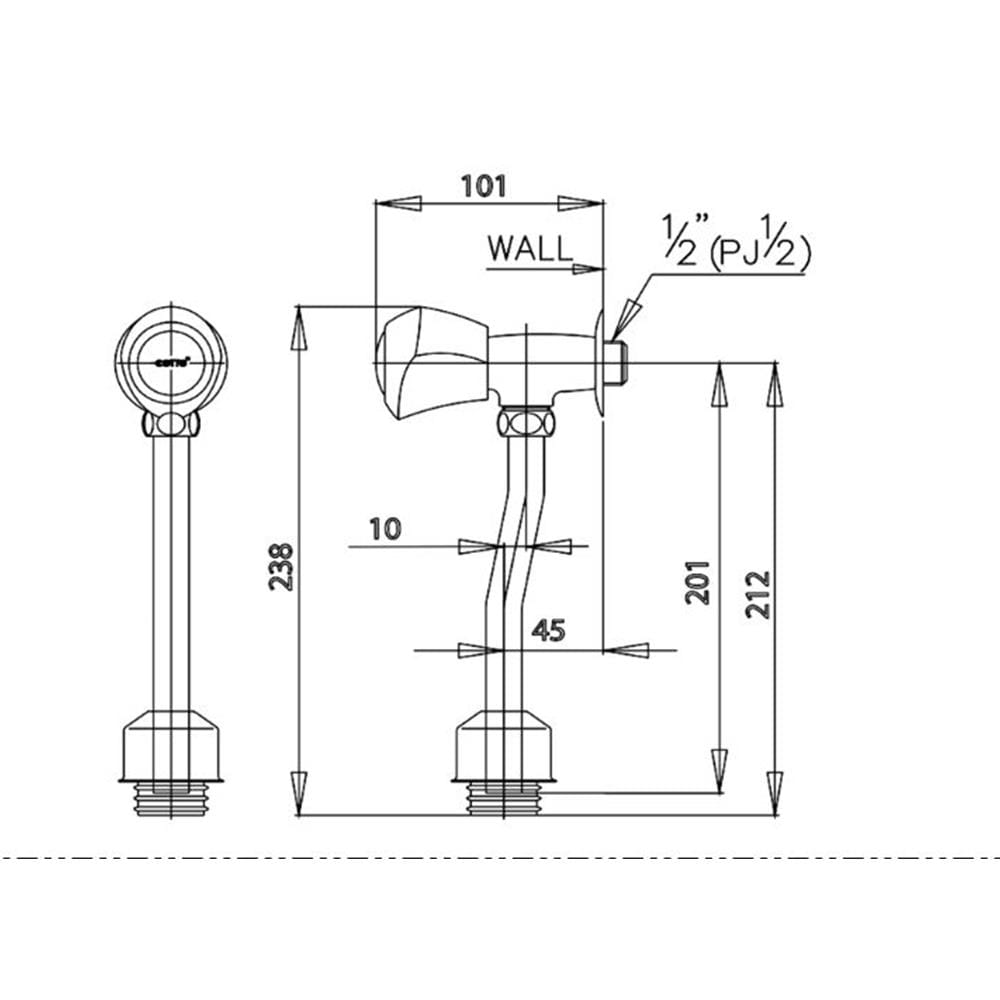 ฟลัชวาล์วโถปัสสาวะชายท่อโค้ง COTTO CT470C11SS(HM)