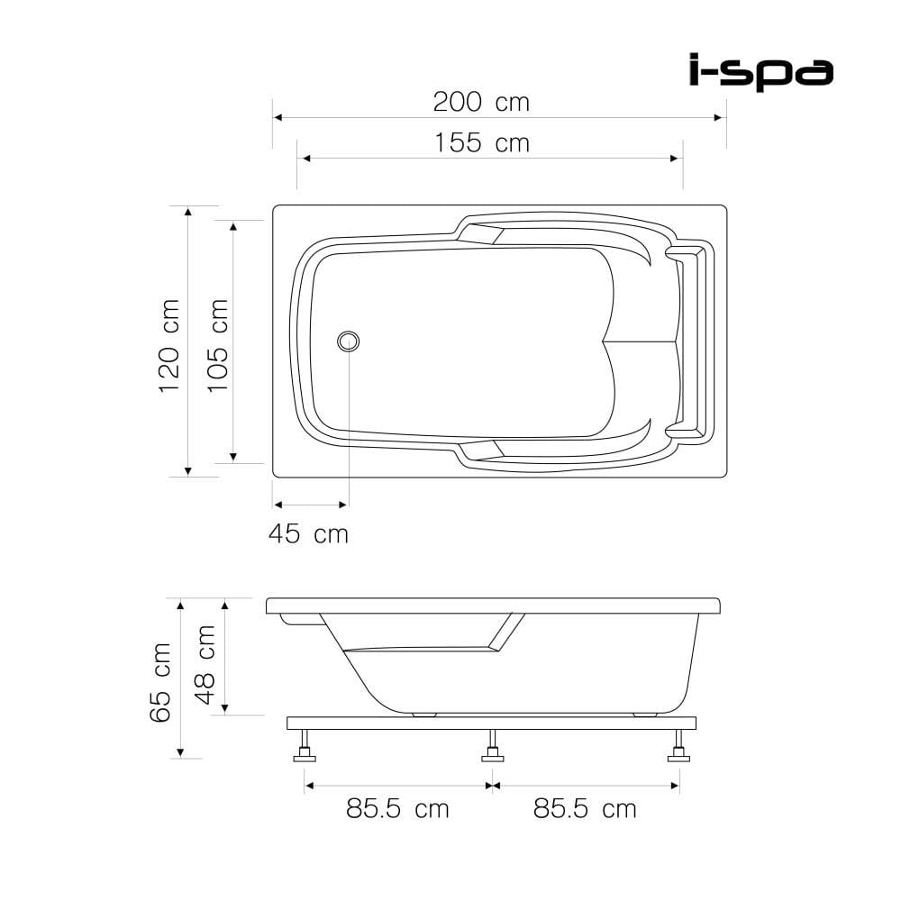 อ่างน้ำวนอัดอากาศ แบบฝัง I-SPA BD-LOB001WAF 200 ซม. สีขาว