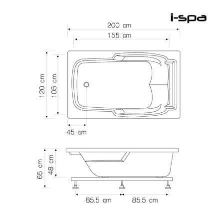 อ่างน้ำวนอัดอากาศ แบบฝัง I-SPA BD-LOB001WAF 200 ซม. สีขาว_3