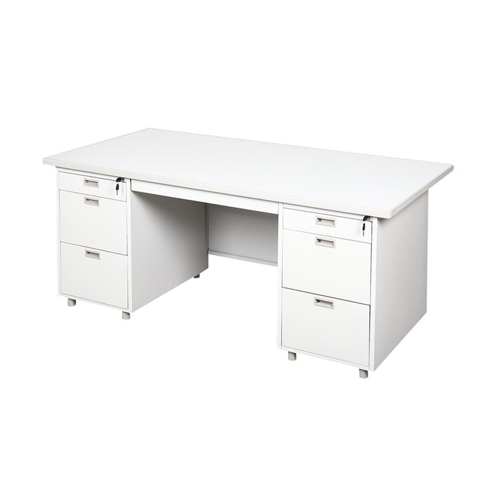 โต๊ะทำงานเหล็ก LUCKY WORLD DX-52-33-TG 159.5 ซม. สีเทาทราย