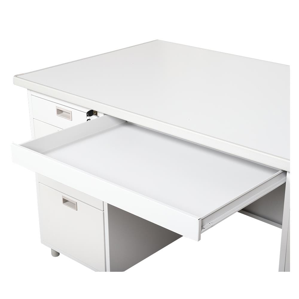 โต๊ะทำงานเหล็ก LUCKY WORLD DX-52-33-TG 159.5 ซม. สีเทาทราย