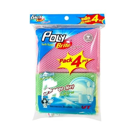 ฟองน้ำหุ้มตาข่าย POLY-BRITE 407-42 10x13x2 ซม. แพ็ก 4 ชิ้น_0