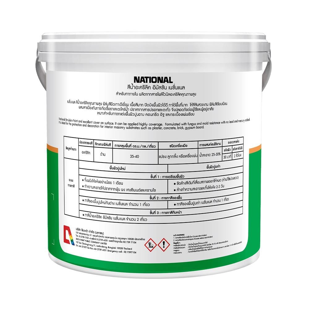 สีน้ำทาภายใน ชนิดด้าน DELTA NATIONAL 300 สีขาว 5 แกลลอน