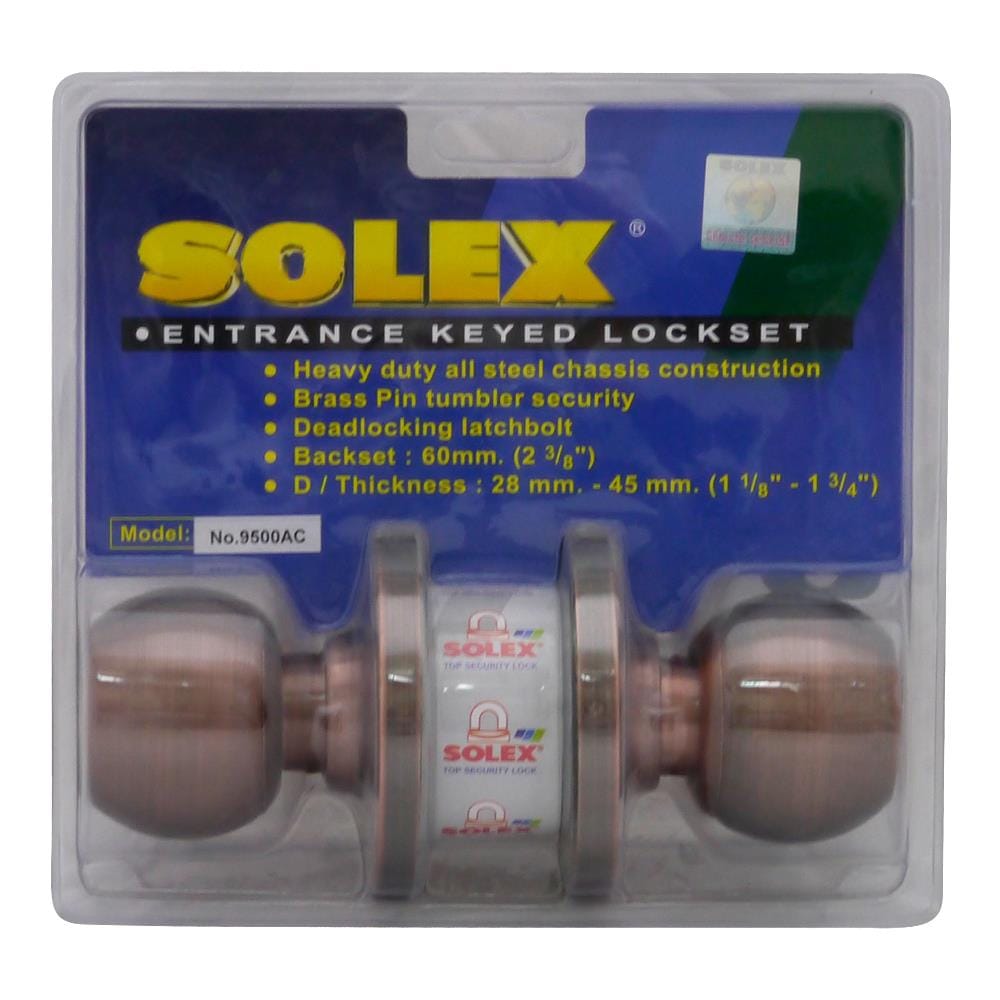 ลูกบิดประตู หัวกลม SOLEX 9500 AC สีทองแดงรมดำ