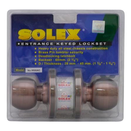 ลูกบิดประตู หัวกลม SOLEX 9500 AC สีทองแดงรมดำ