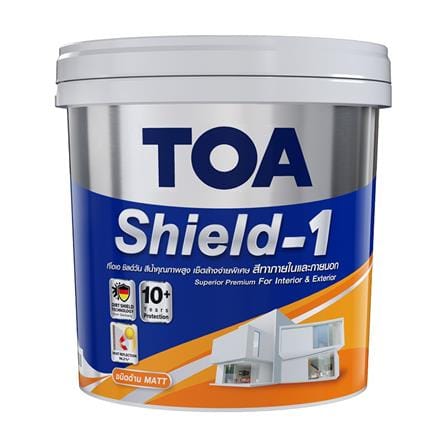 สีน้ำทาภายนอก ชนิดด้าน TOA SHIELD-1 NANO BASE C สีขาว 2.5 แกลลอน_0