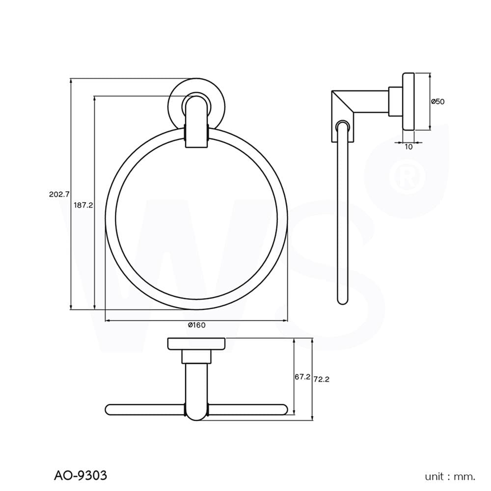 ห่วงแขวนผ้า WS AO-9303 สเตนเลส