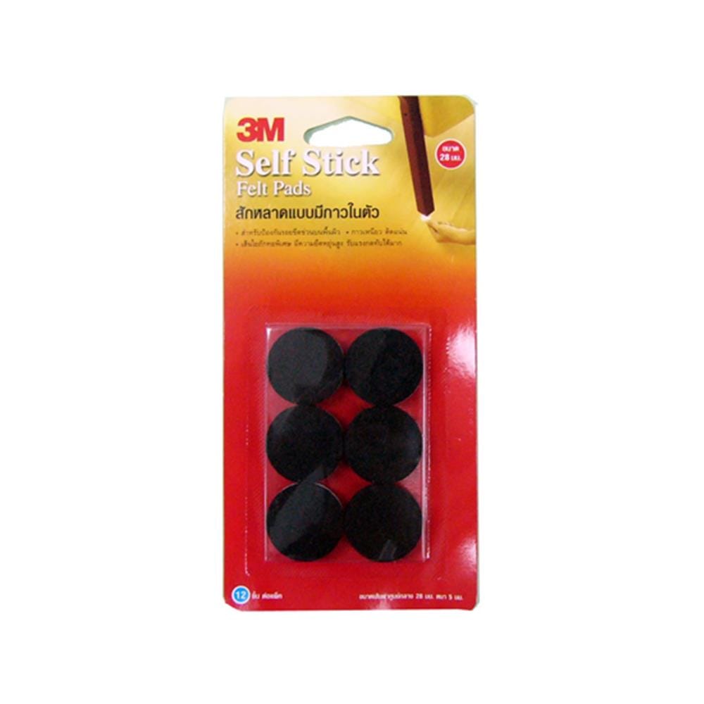 สักหลาดแบบกลม 3M 28x28 มม. สีดำ 12 ชิ้น