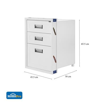 ตู้ลิ้นชัก 3 ชั้น พร้อมถาดช้อน CABIN 45.5x65.5 ซม. สีขาว_5