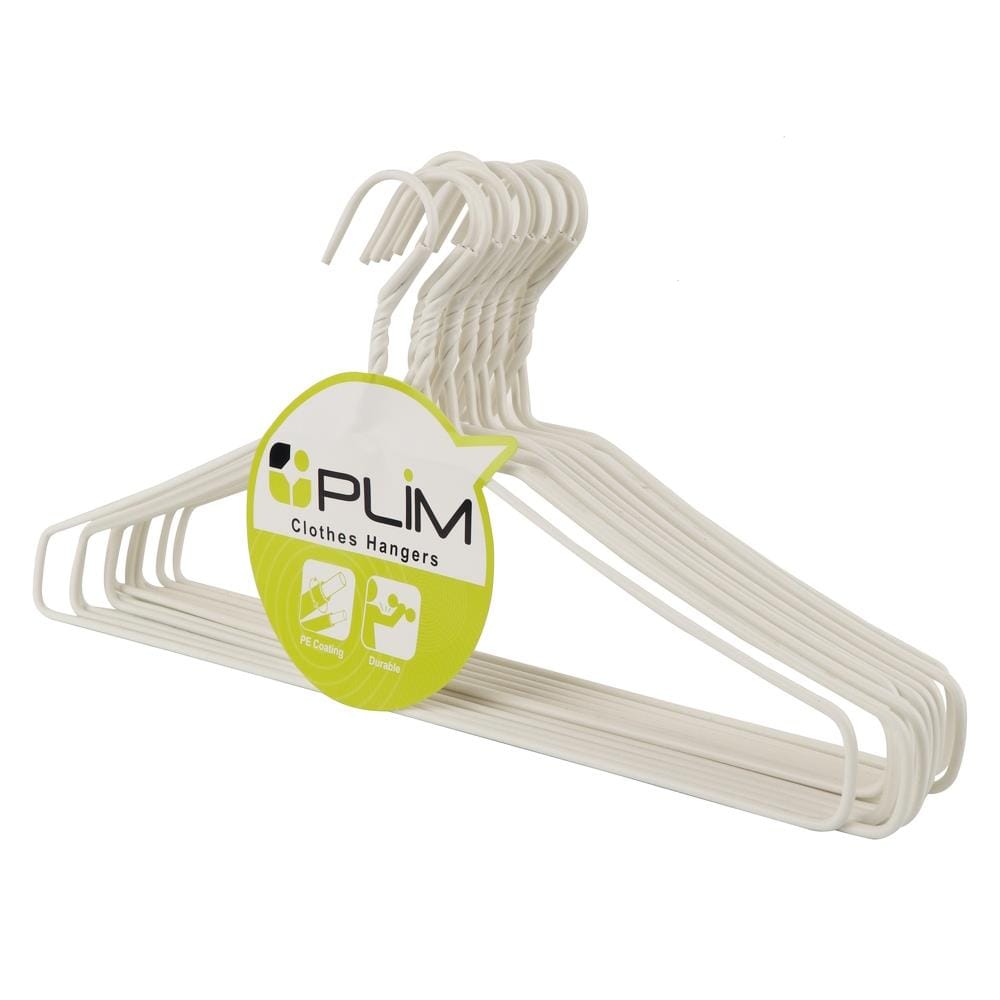 ไม้แขวนเสื้อเคลือบPVC ขาว PLIM (1x12)