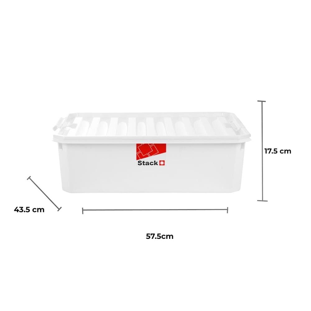 กล่องเก็บของ ฝาล็อค STACKO FAMILI 36 ลิตร สีขาว