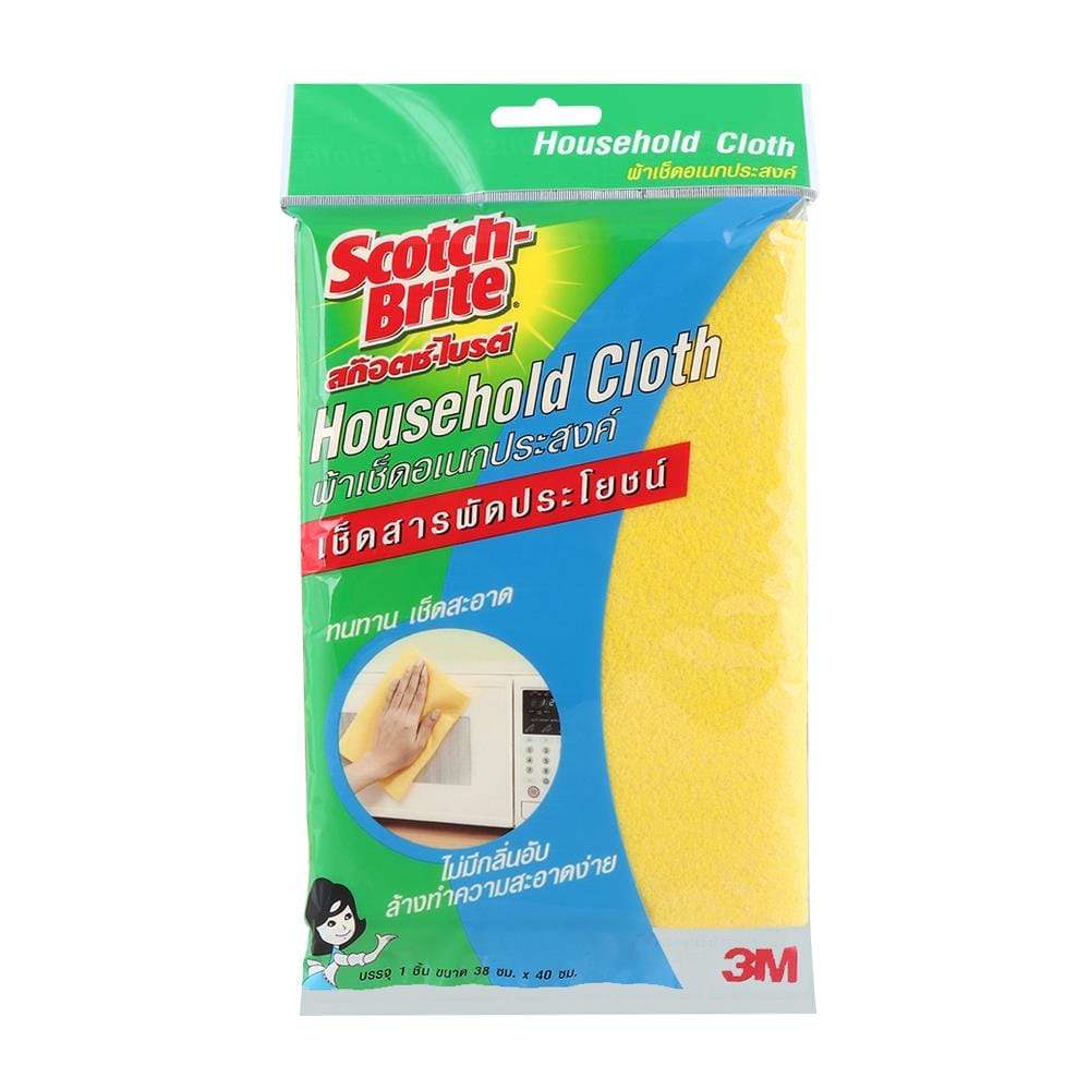 ผ้าใยสังเคราะทำความสะอาดอเนกประสงค์ SCOTCH-BRITE 40x38cm สีเหลือง