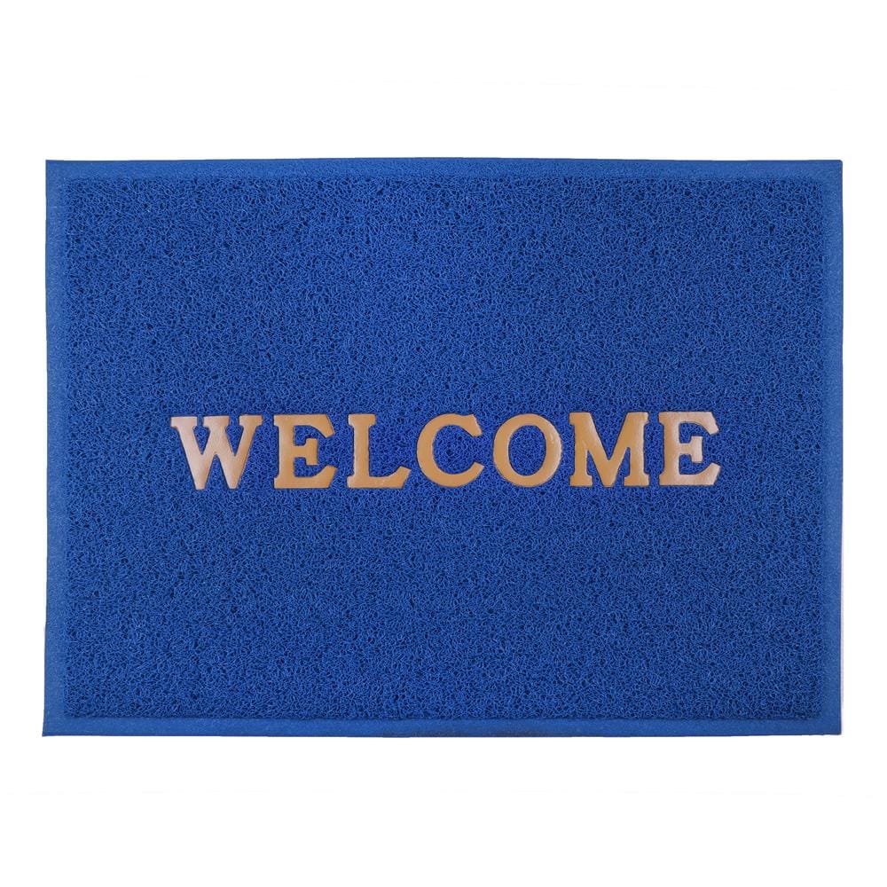 พรมเช็ดเท้าดักฝุ่น HOME LIVING STYLE WELCOME 60X80 ซม. สีน้ำเงิน