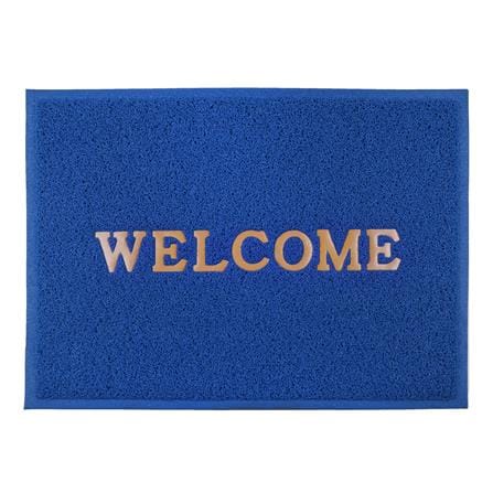 พรมเช็ดเท้าดักฝุ่น HOME LIVING STYLE WELCOME 60X80 ซม. สีน้ำเงิน_0