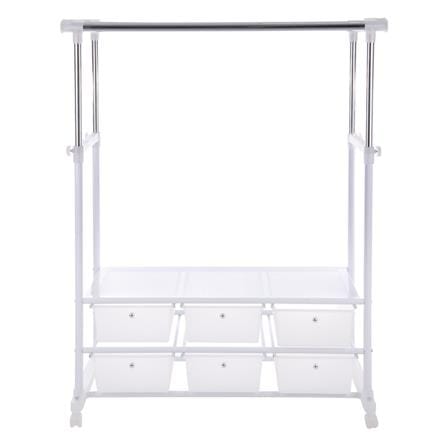ราวแขวนผ้า 6 ลิ้นชัก ปรับระดับ PLIM 150x47x165 ซม. สีขาว_1