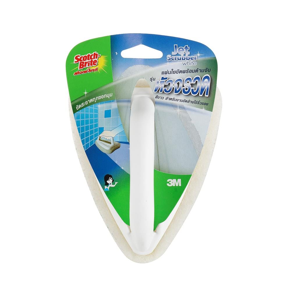 แปรงใยขัดหัวจรวดพร้อมด้ามจับ SCOTCH-BRITE สีขาว