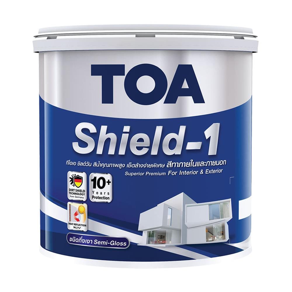 สีน้ำทาภายนอก ชนิดกึ่งเงา TOA SHIELD-1 BASE D สีขาว 1 แกลลอน