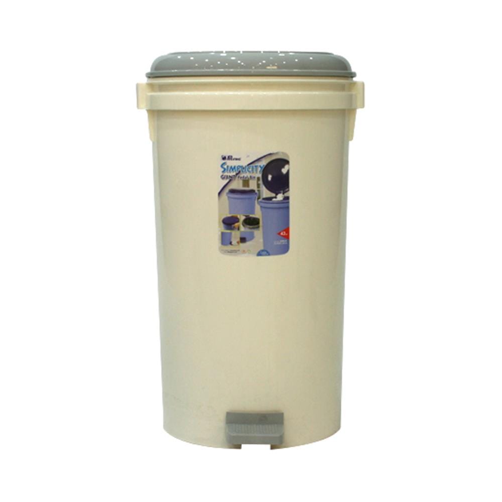 ถังขยะเหยียบกลม REANGWA 9086 ขนาด 35L สีขาว/เทา