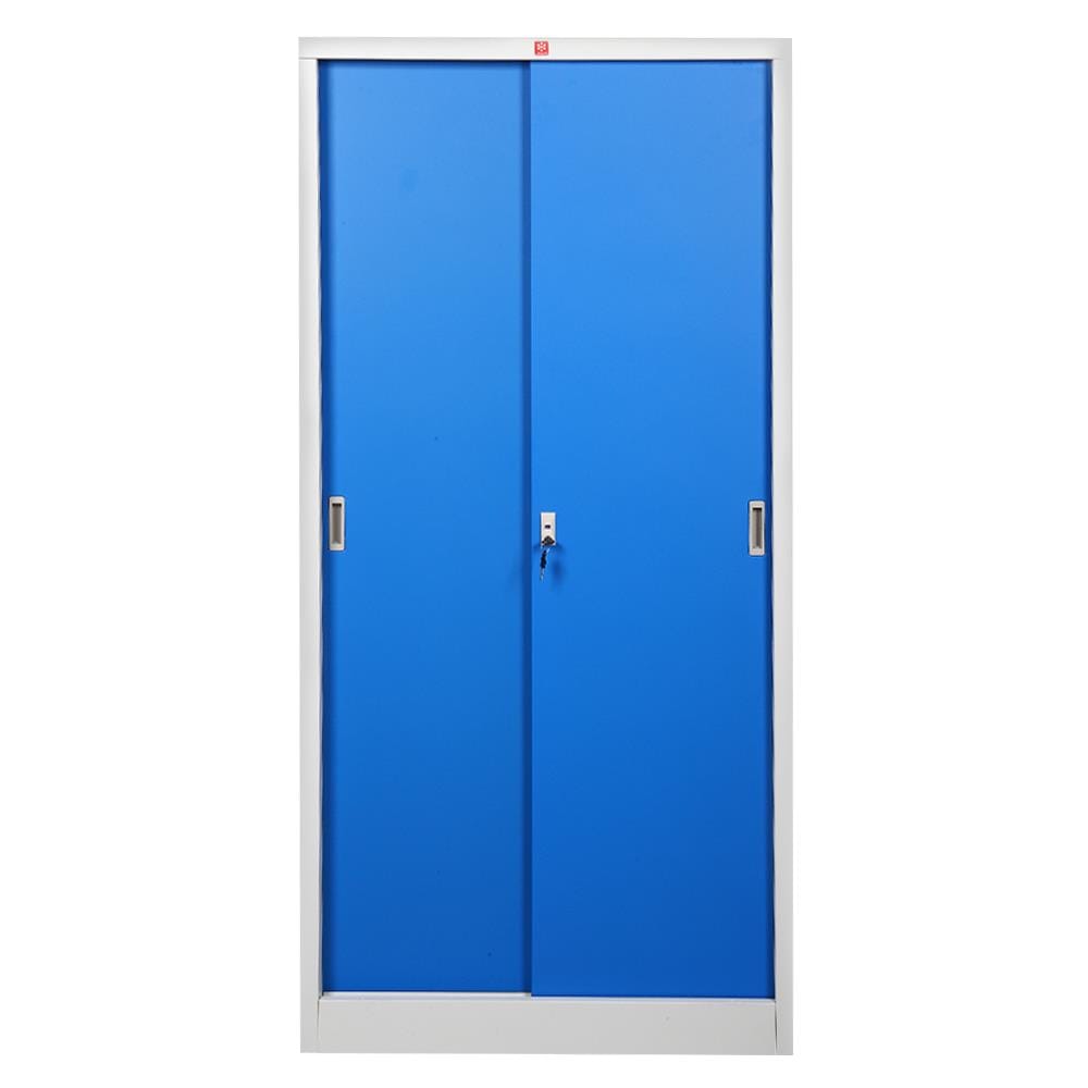 ตู้เหล็กสูงบานเลื่อนทึบ LUCKY WORLD KSS-914 สีน้ำเงิน
