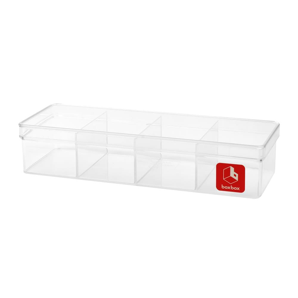 กล่องแบ่งช่อง 4 ช่อง BOXBOX 6244L 7x20x4.5 ซม. สีขาว