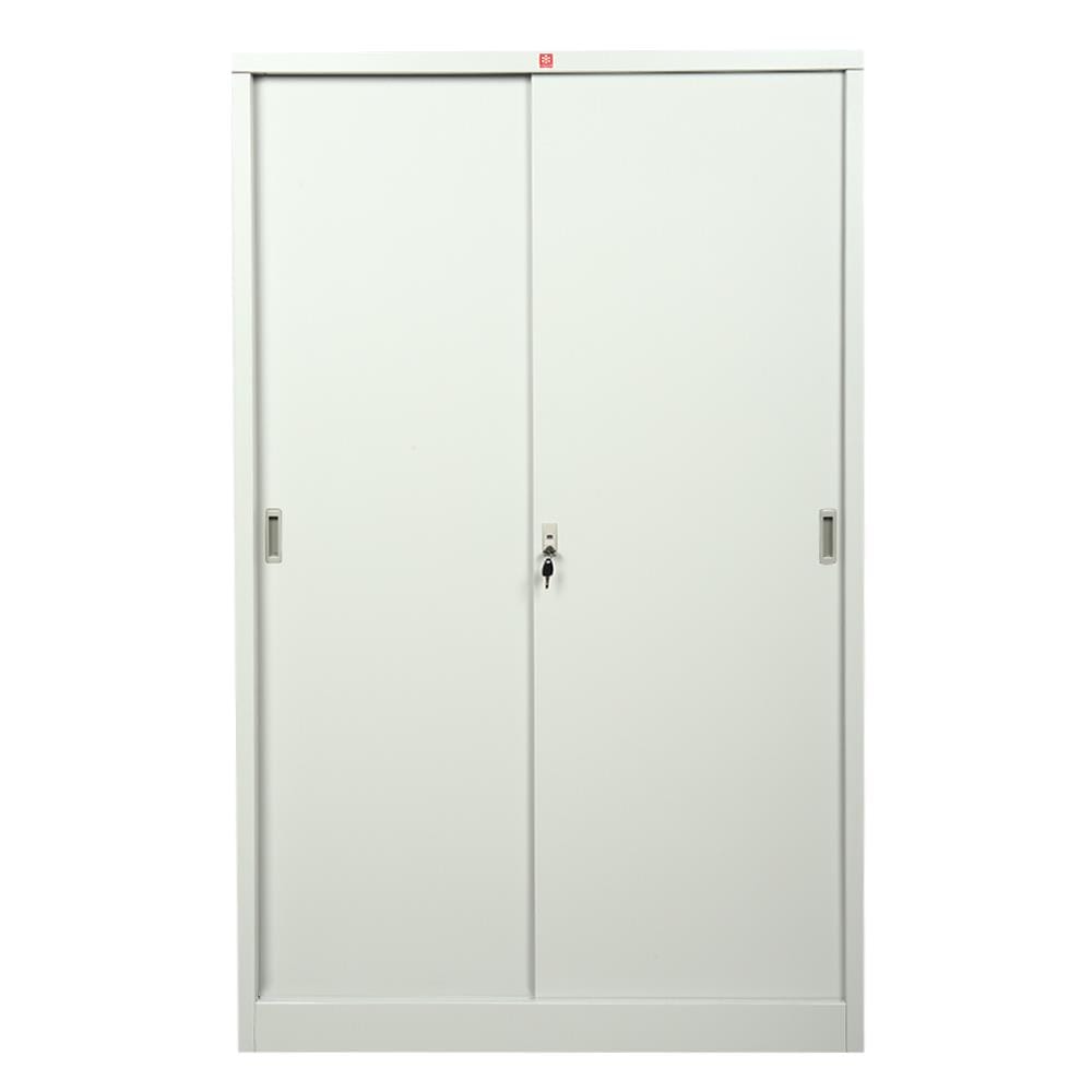 ตู้เหล็กสูงบานเลื่อนทึบ LUCKY WORLD KSS-120K-TG สีเทาทราย